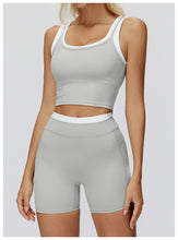 Load image into Gallery viewer, 2pc Set -  Split Vest Contrast Color Nude Feel Running Exercise Underwear Casual Top
