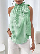 Load image into Gallery viewer, Womens Sleeveless Striped Lace Turtleneck Top
