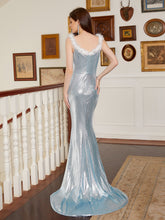 Load image into Gallery viewer, Solid Color V Neck Slimming Fishtail Small Trailing Elegant Slim Long Cocktail Evening Dress
