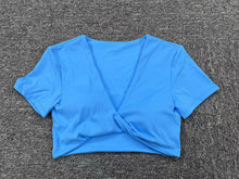Load image into Gallery viewer, Yoga Short Sleeve Skinny V Neck Sports Short Sleeve T Shirt Top High Intensity Shockproof Quick Drying Running Fitness Clothes
