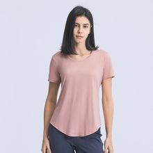 Load image into Gallery viewer, Womens Summer Simple Loose-Fitting Sanding Yoga Short Sleeve Lightweight Breathable Sports Running Fitness Top
