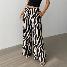 Load image into Gallery viewer, Straight Pants Sexy Zebra Print Bootcut Pants Low Waist Drawstring Casual Pants
