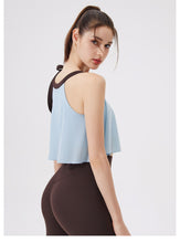 Load image into Gallery viewer, Womens Cloud Mesh Yoga Fixed Chest Pad Workout Top Shockproof Running Sports Bra Vest
