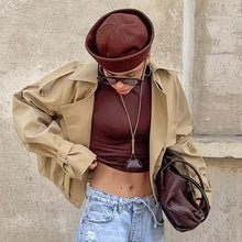 Load image into Gallery viewer, Womens Autumn Khaki Double Breasted Collar Trench Casual Jacket Coat
