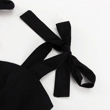 Load image into Gallery viewer, 2pc Set - Spring Summer Black Bandeau Top High Waist Wide Leg Pants
