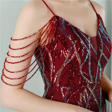 Load image into Gallery viewer, Sling Sequin Toast Dress Bride Long Appreciation Dinner Slim-Fit Fishtail Wedding Car Model Exhibition Dress

