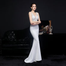 Load image into Gallery viewer, Wedding Diamond Toast Dress Bride Long Appreciation Dinner Fishtail Dress Evening Dress
