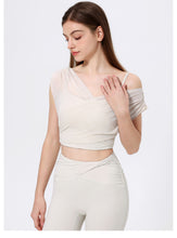 Load image into Gallery viewer, Womens Mesh False Two Pieces Sports Yoga Clothes Vest with Chest Pad Sexy Breathable Workout Bra T shirt Top
