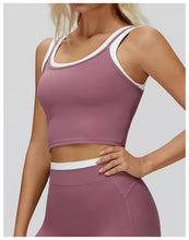 Load image into Gallery viewer, 2pc Set -  Split Vest Contrast Color Nude Feel Running Exercise Underwear Casual Top
