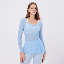 Load image into Gallery viewer, Womens Tight Sports Long Sleeved Round Neck Mid Length Sexy Slim Workout Clothes Internet Celebrity Quick Drying Clothes Yoga T-shirt Top
