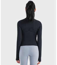 Load image into Gallery viewer, Vertical Rib High Elastic Tight Wicking Wet Yoga Jacket Sports Running Zipper Short Jacket
