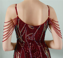 Load image into Gallery viewer, Sling Sequin Toast Dress Bride Long Appreciation Dinner Slim-Fit Fishtail Wedding Car Model Exhibition Dress
