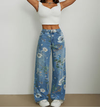 Load image into Gallery viewer, Street Trends Loose Straight Wide Leg Printed Denim Jeans
