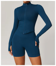 Load image into Gallery viewer, Womens Sollinarry Stand Collar Long Sleeve Zipper Yoga Jacket Women Tight Quick Drying Yoga Clothes Outdoor Fitness Sports Top
