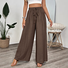 Load image into Gallery viewer, Womens Casual Simple Lace up Thin Solid Color Loose Wide Leg Pants
