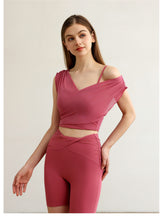 Load image into Gallery viewer, Womens Mesh False Two Pieces Sports Yoga Clothes Vest with Chest Pad Sexy Breathable Workout Bra T shirt Top
