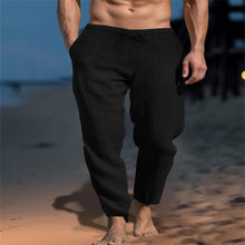 Load image into Gallery viewer, Men&#39;s Solid Color Drawstring Cotton Linen Loose Beach Casual Slim Pants
