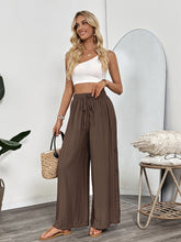 Load image into Gallery viewer, Womens Casual Simple Lace up Thin Solid Color Loose Wide Leg Pants
