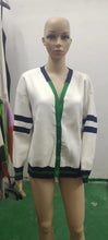 Load image into Gallery viewer, Womens Contrast Color Cardigan Loose Casual Autumn Winter Sweater Striped Simple Knitted Sweater Coat
