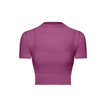 Load image into Gallery viewer, Sexy Mesh Yoga Clothes Short Sleeve Running Quick Drying Sports Bra with Chest Pad One Piece Cup Workout Clothes Top
