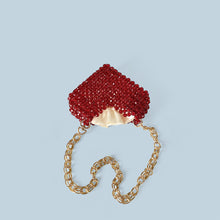Load image into Gallery viewer, Red Love Heart Beaded Bag Hand Woven Bag Red Beads Bag Crossbody Shoulder Bag Finished Bag
