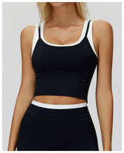Load image into Gallery viewer, 2pc Set -  Split Vest Contrast Color Nude Feel Running Exercise Underwear Casual Top
