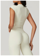 Load image into Gallery viewer, Womens Sollinarry Eco Friendly Recycled High Strength Flying Sleeve Running Fitness Short Sleeved Sports Tight Quick Drying Yoga Clothes T-Shirt
