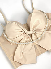 Load image into Gallery viewer, Womens Pearl Bow Boning Slim Fit Slimming Corset Top
