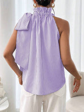 Load image into Gallery viewer, Womens Sleeveless Striped Lace Turtleneck Top
