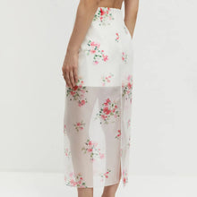 Load image into Gallery viewer, Womens Digital Printed See Through Lace High Waist Slit Double Layer Office Hip Skirt
