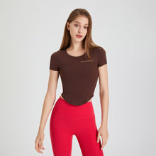 Load image into Gallery viewer, Women Sports Short Sleeve Quick Drying Slim Fit Slim Look Running Yoga Clothes T shirt round Neck Skin Friendly Breathable Sports Fitness Top
