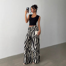 Load image into Gallery viewer, Straight Pants Sexy Zebra Print Bootcut Pants Low Waist Drawstring Casual Pants
