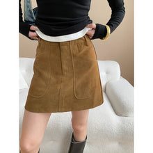 Load image into Gallery viewer, Early Autumn Suede High Grade Large Pocket Slimming A line Skirt
