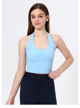 Load image into Gallery viewer, Womens Halter Lace up Yoga Clothes Vest High Grade Sexy Beauty Back Slim Fit Fitness Vest Bra
