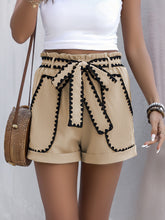 Load image into Gallery viewer, Womens Pocket Summer Clothing Lace up Casual Contrast Color Trim Shorts
