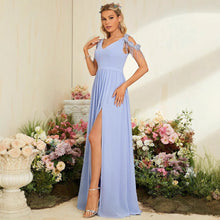 Load image into Gallery viewer, V neck Elegant Evening Dress Prom Party Slit Sexy Evening Dress Wedding Dinner Toast Dress

