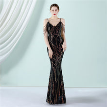 Load image into Gallery viewer, Sling Sequin Toast Dress Bride Long Appreciation Dinner Slim-Fit Fishtail Wedding Car Model Exhibition Dress
