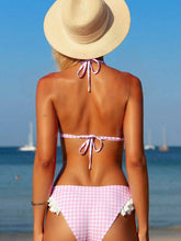 Load image into Gallery viewer, 2pc Swt - Womens Summer Lace Plaid Halter Bikini Swimsuit

