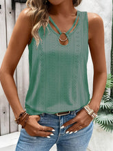 Load image into Gallery viewer, Women Clothing Spring Summer Casual Solid Color V neck Hollow Out Cutout Camisole Top
