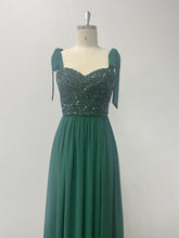 Load image into Gallery viewer, Sequined Stitching Chiffon High Slit Party Birthday Evening Gown Tied Strap Backless Prom a Swing Dress
