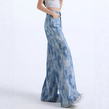 Load image into Gallery viewer, Womens Trend Blue Tie Dyed Loose Straight Micro Pull High Street Retro Casual Jeans
