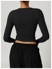 Load image into Gallery viewer, Womens Sollinarry Autumn Winter Quick Drying Brushed Tight Yoga Long Sleeved Running Fitness Top Slimming Long Sleeved Sports T shirt
