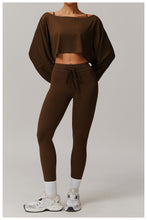 Load image into Gallery viewer, Womens Sollinarry Fitness Sports Long-Sleeved Top off Shoulder Batwing Sleeve Outer Wear Casual Long Sleeves Yoga Blouse
