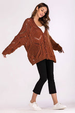 Load image into Gallery viewer, Womens - V neck Long Sleeve Hollow Out Cutout Loose  Knit Sweater
