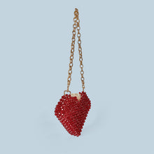 Load image into Gallery viewer, Red Love Heart Beaded Bag Hand Woven Bag Red Beads Bag Crossbody Shoulder Bag Finished Bag
