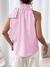 Load image into Gallery viewer, Womens Sleeveless Striped Lace Turtleneck Top
