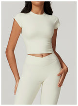 Load image into Gallery viewer, Womens Sollinarry Eco Friendly Recycled High Strength Flying Sleeve Running Fitness Short Sleeved Sports Tight Quick Drying Yoga Clothes T-Shirt
