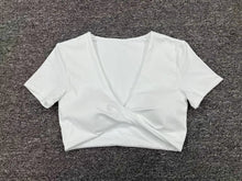Load image into Gallery viewer, Yoga Short Sleeve Skinny V Neck Sports Short Sleeve T Shirt Top High Intensity Shockproof Quick Drying Running Fitness Clothes
