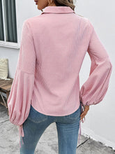 Load image into Gallery viewer, Autumn Striped Stitching Cardigan Top Ladies Elegant Office Lantern Sleeve Shirt Women
