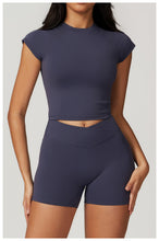 Load image into Gallery viewer, Womens Sollinarry Eco Friendly Recycled High Strength Flying Sleeve Running Fitness Short Sleeved Sports Tight Quick Drying Yoga Clothes T-Shirt
